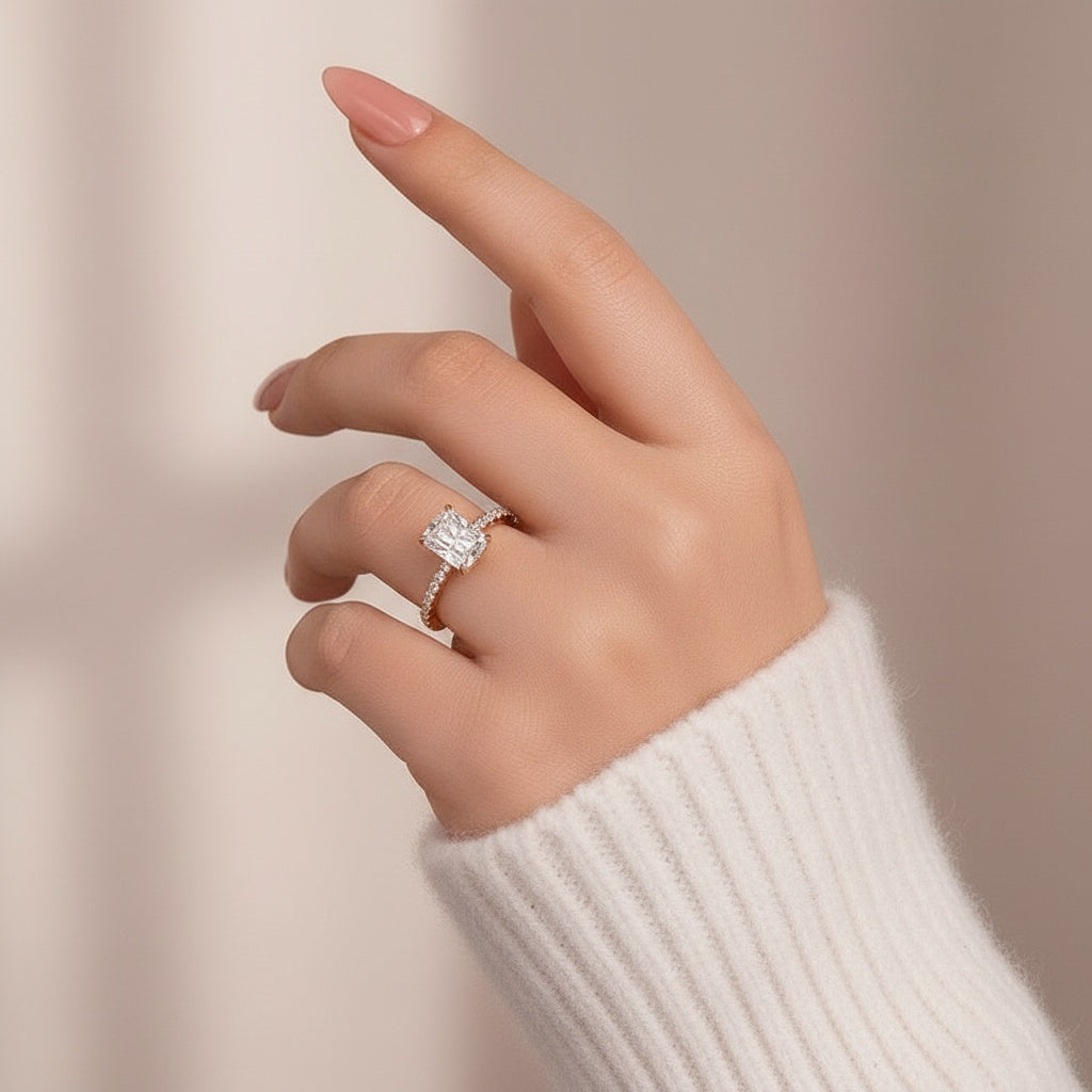 Aurevyn 2.0 Ct Radiant Cut Rose Gold Engagement Ring