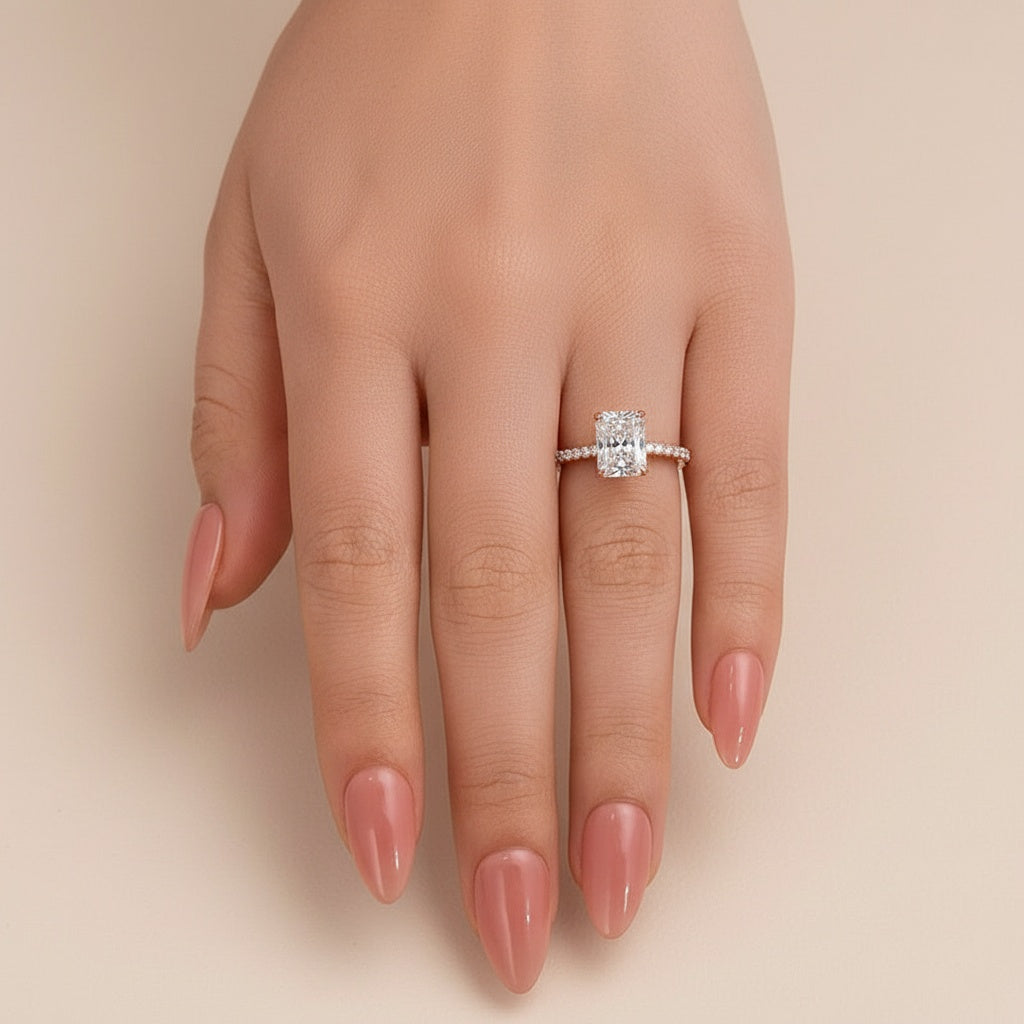 Aurevyn 2.0 Ct Radiant Cut Rose Gold Engagement Ring