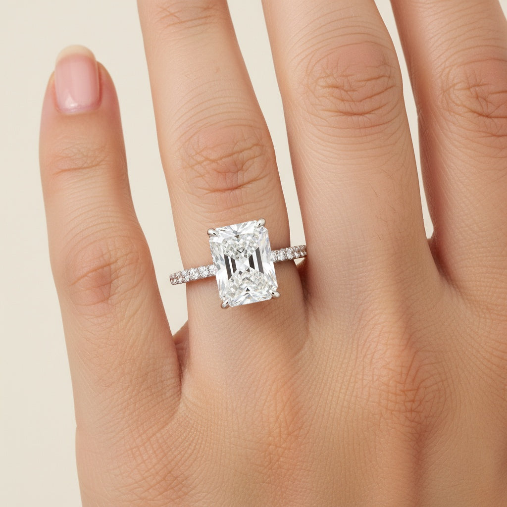 Aurevyn 2.0 Ct Radiant Cut White Gold Engagement Ring