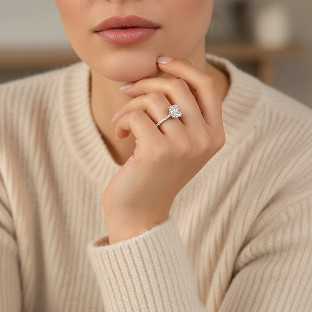 Aurevyn 2.0 Ct Radiant Cut White Gold Engagement Ring