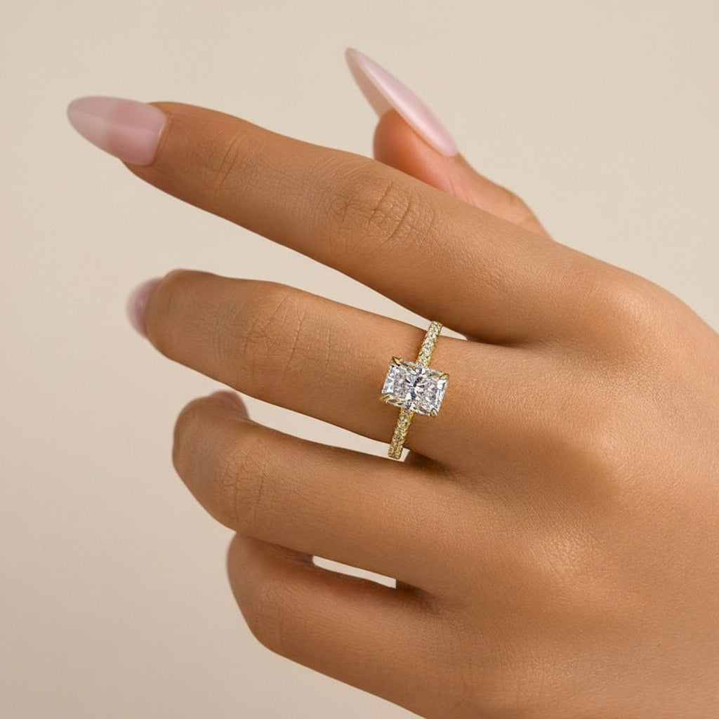Aurevyn 2.0 Ct Radiant Cut Yellow Gold Engagement Ring