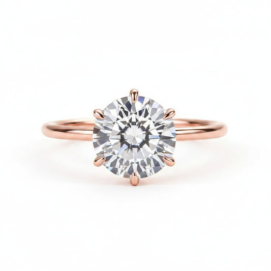 Aurevyn 2.0 Ct Round Cut 6 Prong Rose Gold Engagement Ring
