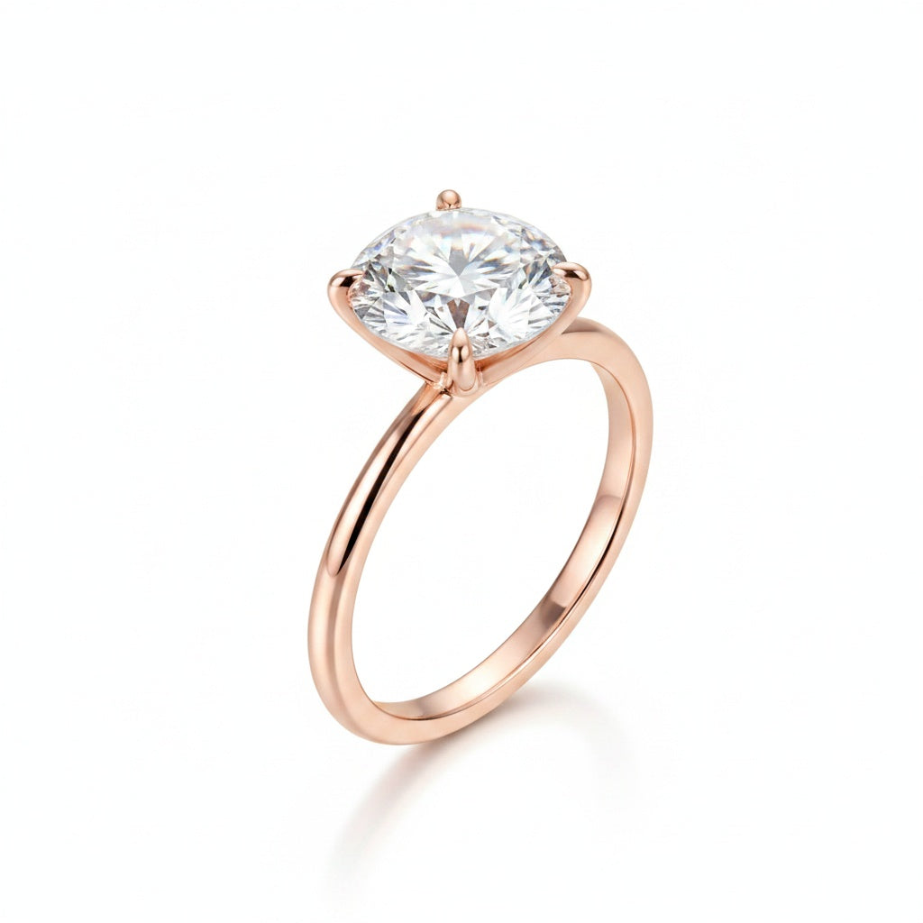 Aurevyn 2.0 Ct Round Cut 6 Prong Rose Gold Engagement Ring