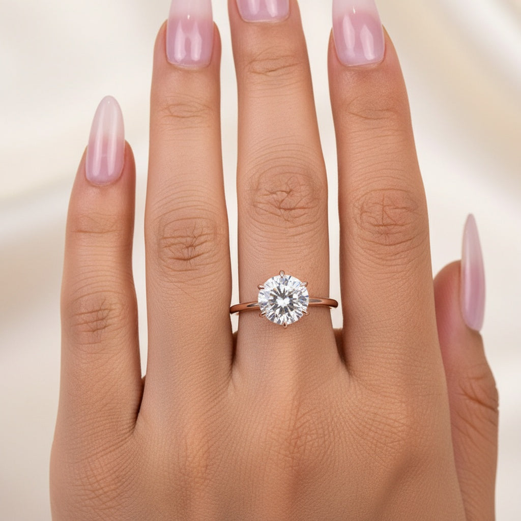 Aurevyn 2.0 Ct Round Cut 6 Prong Rose Gold Engagement Ring