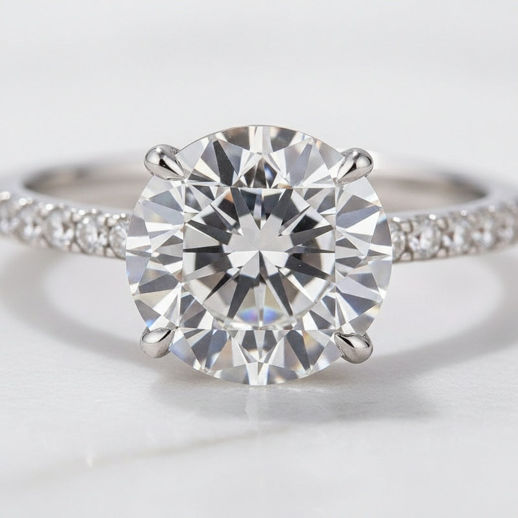 Aurevyn 2.0 Ct Round Cut Moissanite Diamond Wedding Ring with Twist Bands