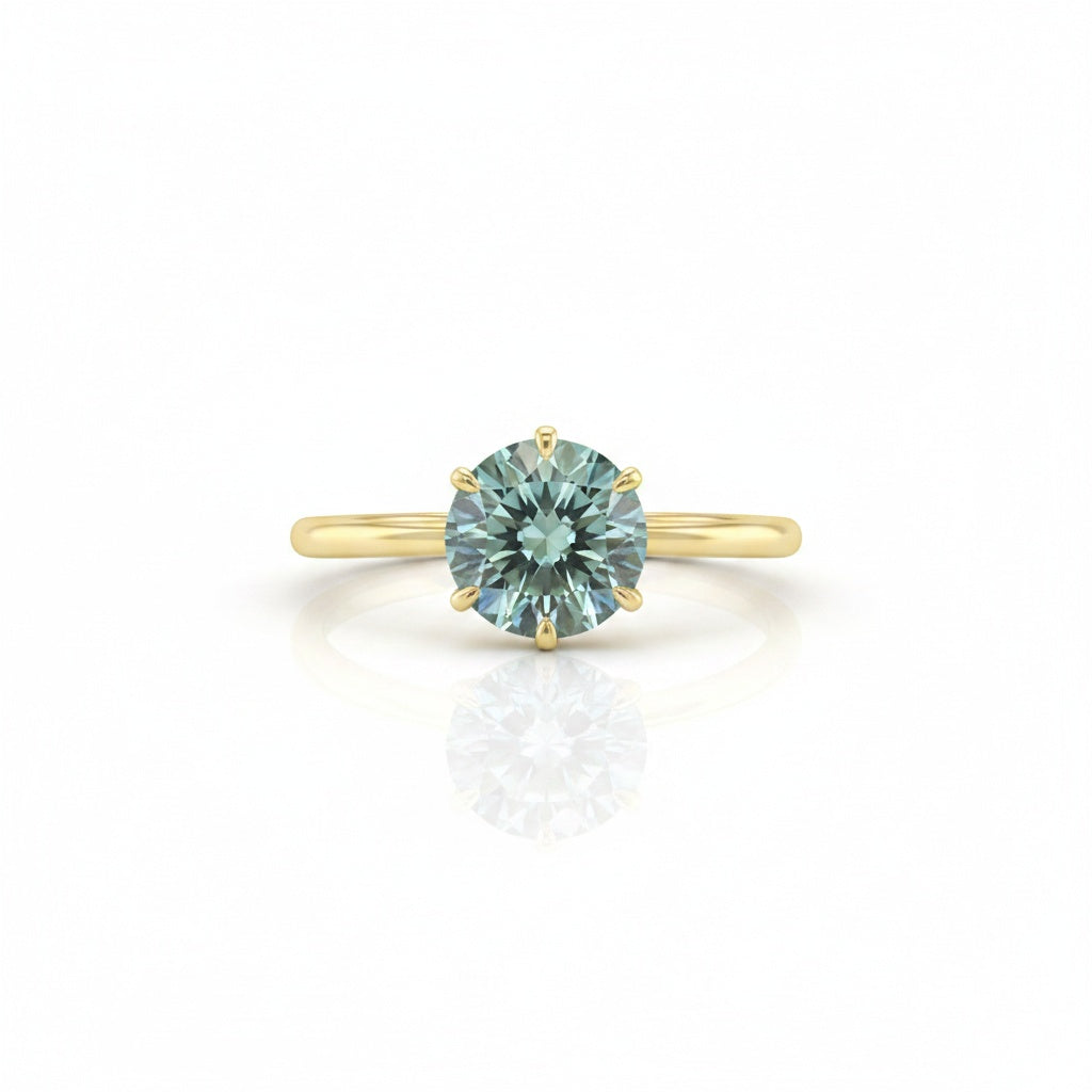 Aurevyn 2.0 Ct Round Cut Paraiba Tourmaline Engagement Ring