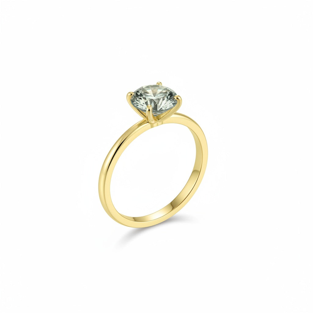 Aurevyn 2.0 Ct Round Cut Paraiba Tourmaline Engagement Ring