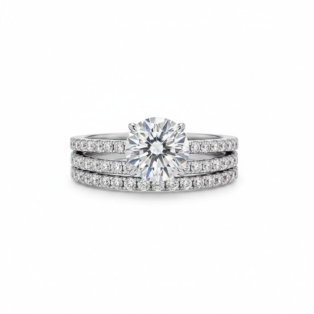 Aurevyn 2.0 Ct Round Cut Wedding Ring Set For Women