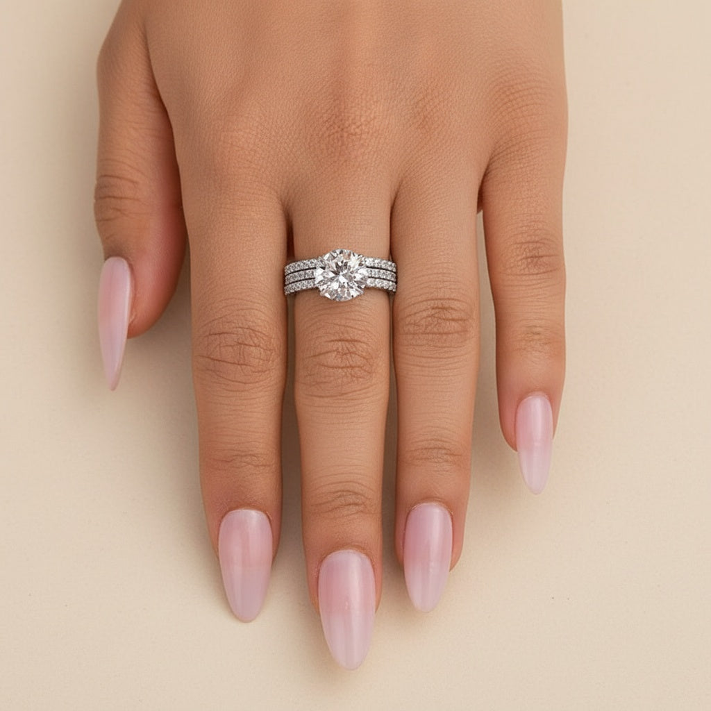 Aurevyn 2.0 Ct Round Cut Wedding Ring Set For Women