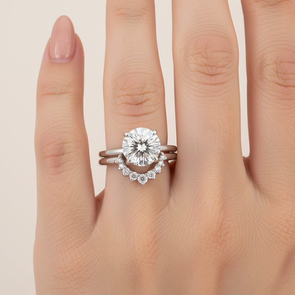 Aurevyn 2.0 Ct Round Cut White Gold Wedding Ring Set