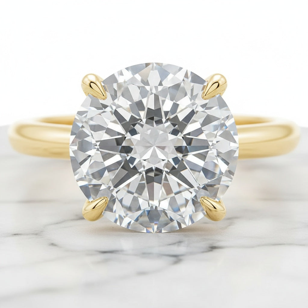 Aurevyn 2.0 Ct Round Cut Yellow Gold Wedding Ring Set with Wide Band