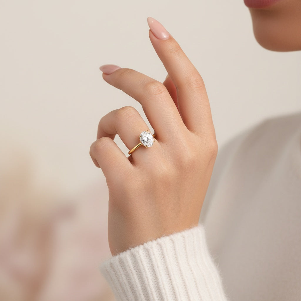 Aurevyn 2.0 Ct Solitaire Oval Cut Yellow Gold Promise Ring