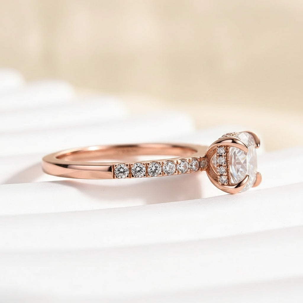Aurevyn 2.0 Ct Square Cushion Rose Gold Bridal Ring