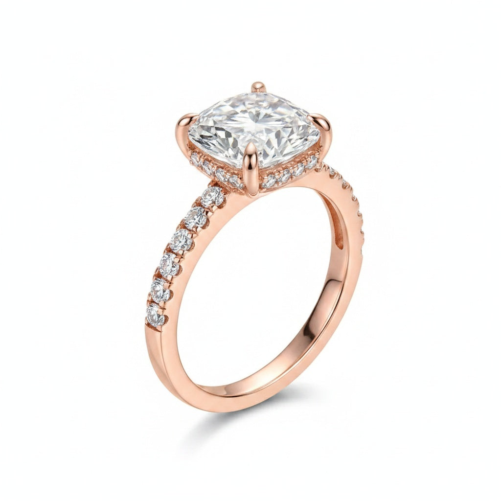Aurevyn 2.0 Ct Square Cushion Rose Gold Bridal Ring