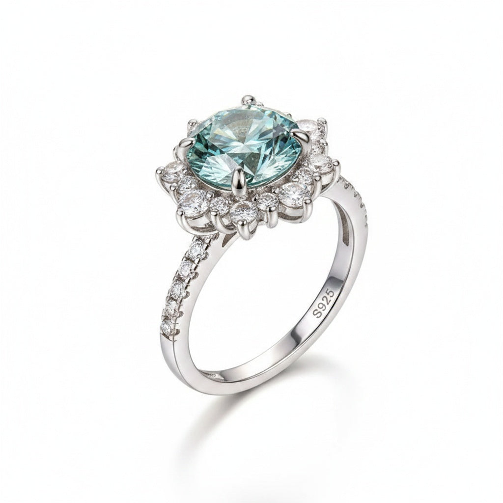 Aurevyn 2.0 Ct Turquoise Snowflake Design Travel Ring