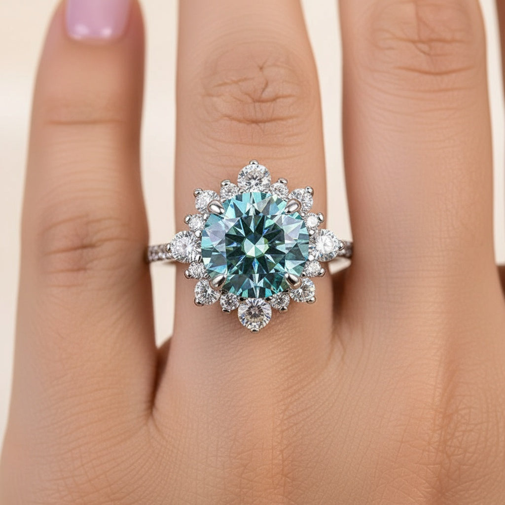 Aurevyn 2.0 Ct Turquoise Snowflake Design Travel Ring