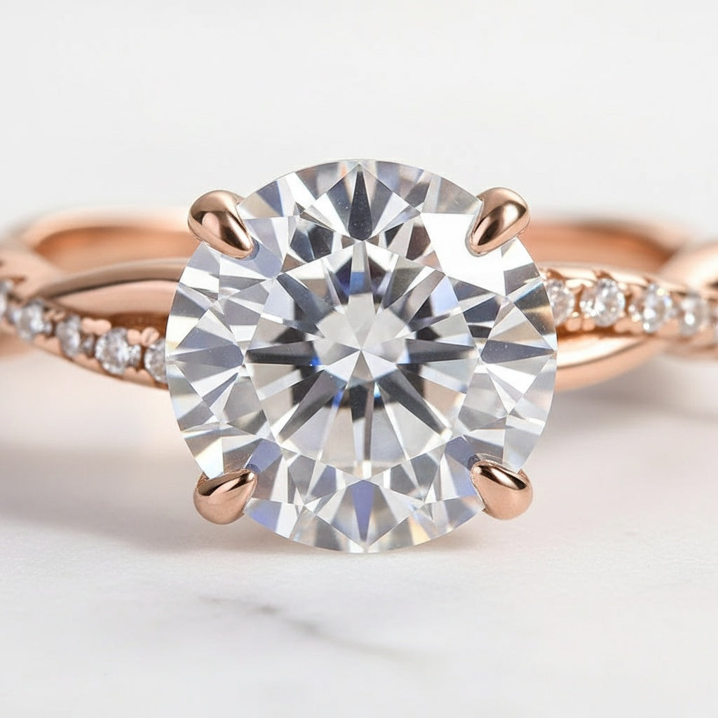 Aurevyn 2.0 Ct Twist Rose Gold Pave Wedding Ring Set