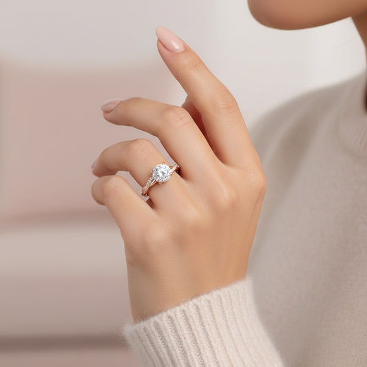 Aurevyn 2.0 Ct Twist Rose Gold Pave Wedding Ring Set