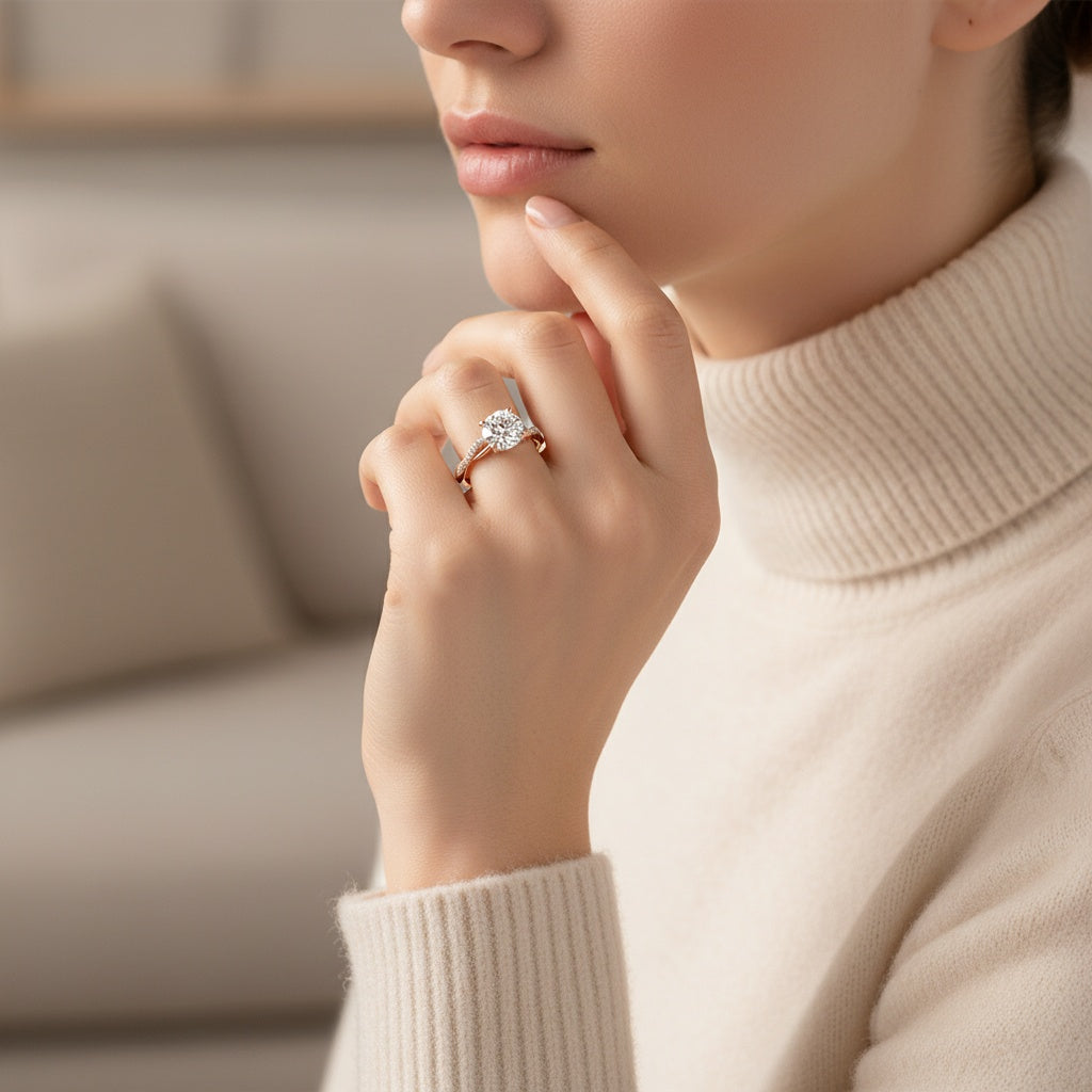 Aurevyn 2.0 Ct Twist Rose Gold Pave Wedding Ring Set