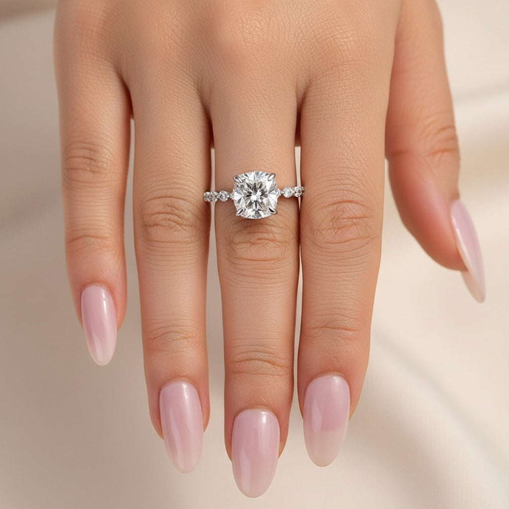 Aurevyn 2.0 Ct White Gold Cushion Cut Bridal Ring