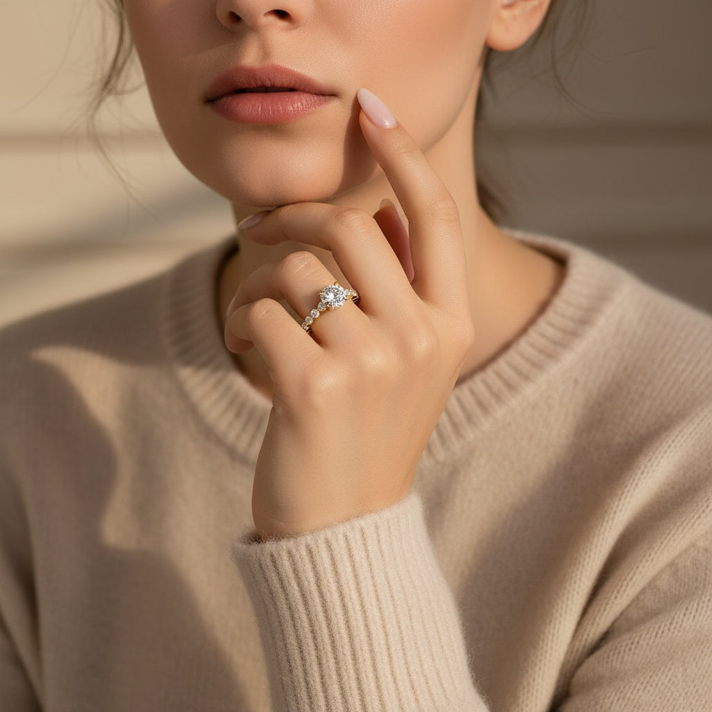 Aurevyn 2.0 Ct Yellow Gold Promise Bridal Ring
