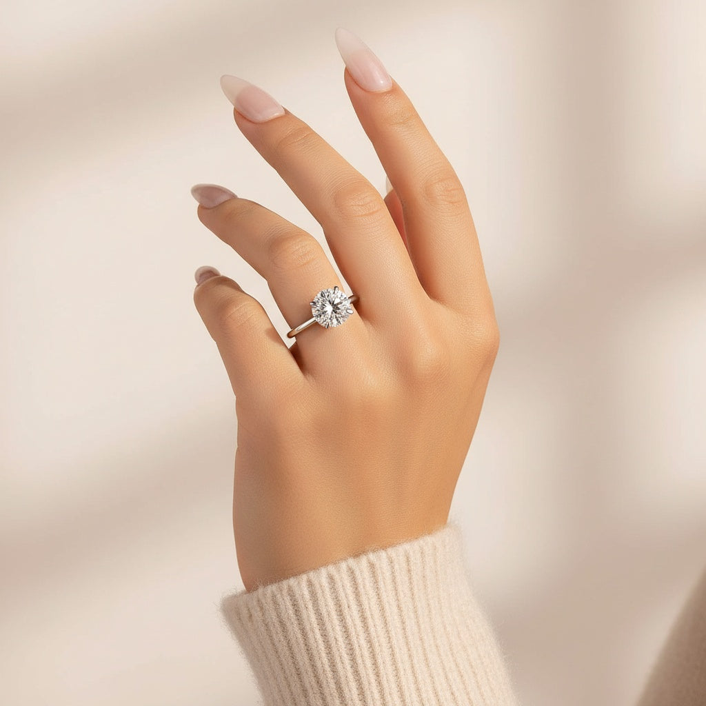 Aurevyn 2.0~4.0 Ct Round Cut White Gold Promise Ring