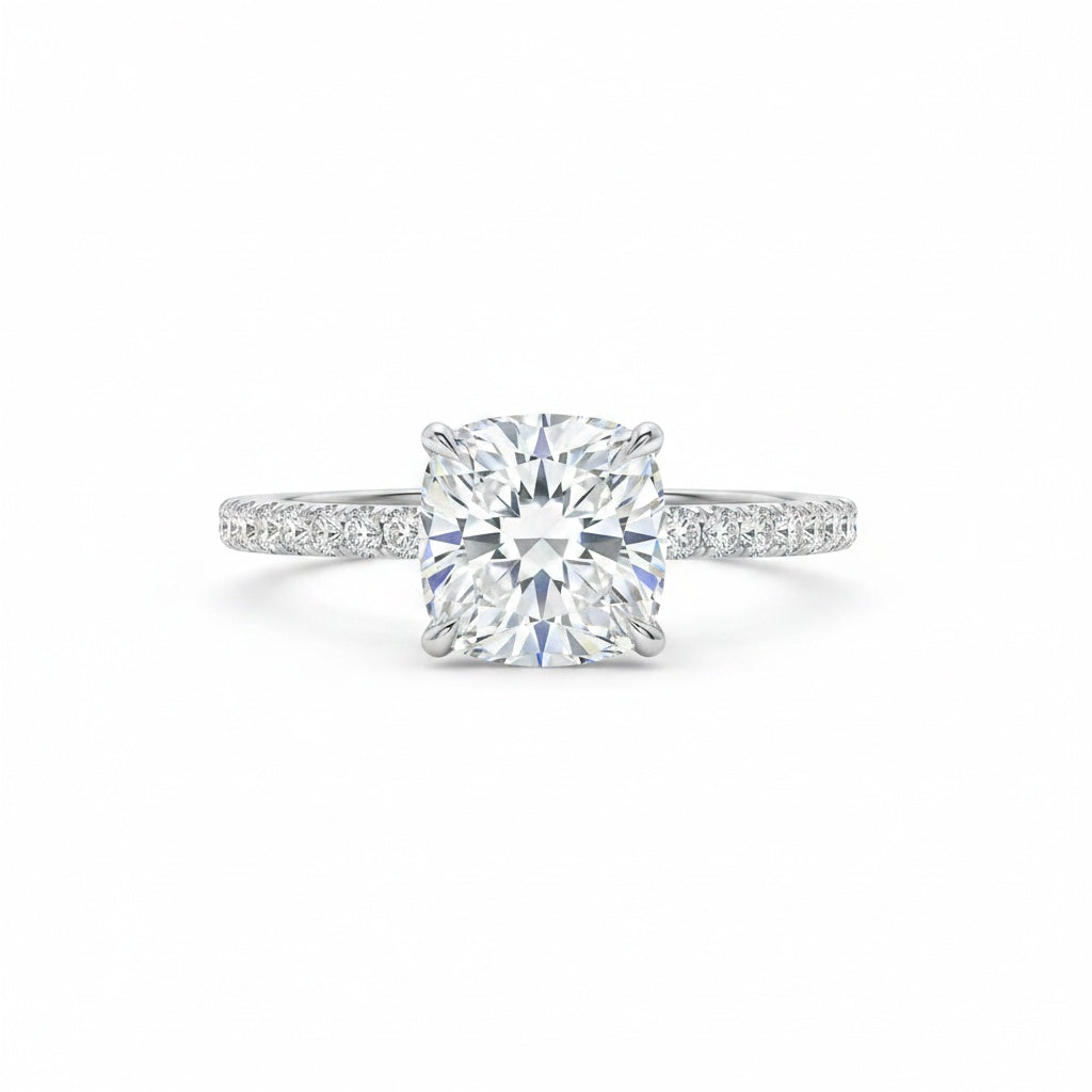 Aurevyn 2.0Ct -2.5Ct Square Cushion Promise Bridal Ring