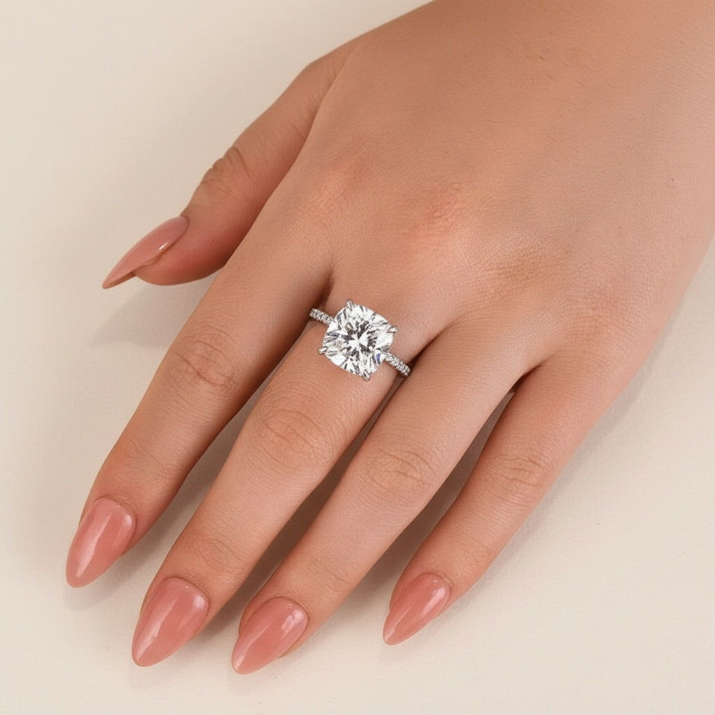 Aurevyn 2.0Ct -2.5Ct Square Cushion Promise Bridal Ring