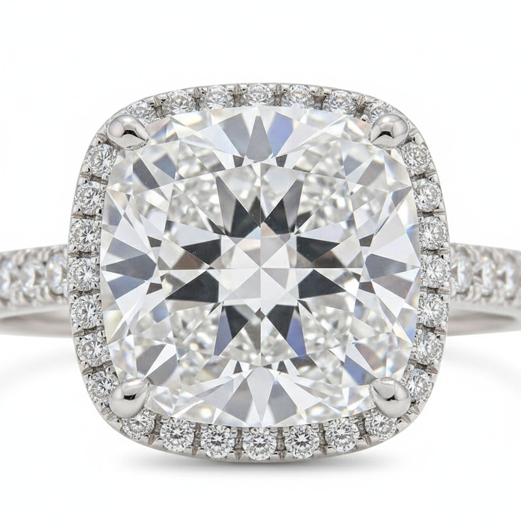 Aurevyn 2.0Ct Halo Round Cut White Gold Moissanite Diamond Wedding Ring
