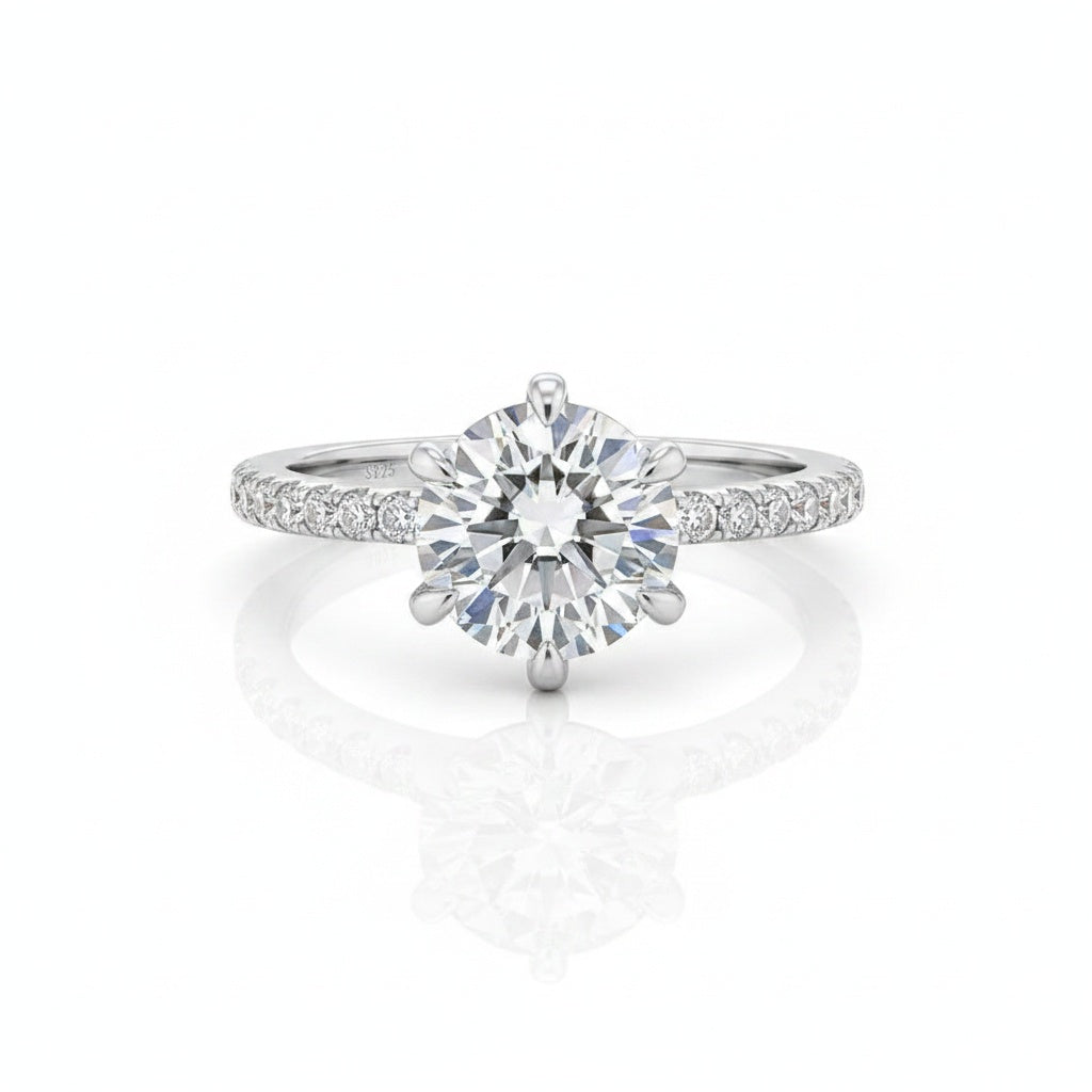 Aurevyn 2.0Ct Round Cut 6 Prong Promise Rings For Women