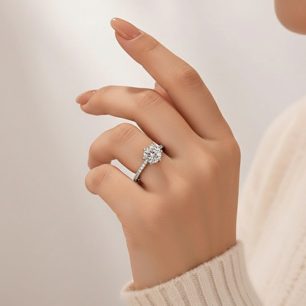 Aurevyn 2.0Ct Round Cut 6 Prong Promise Rings For Women