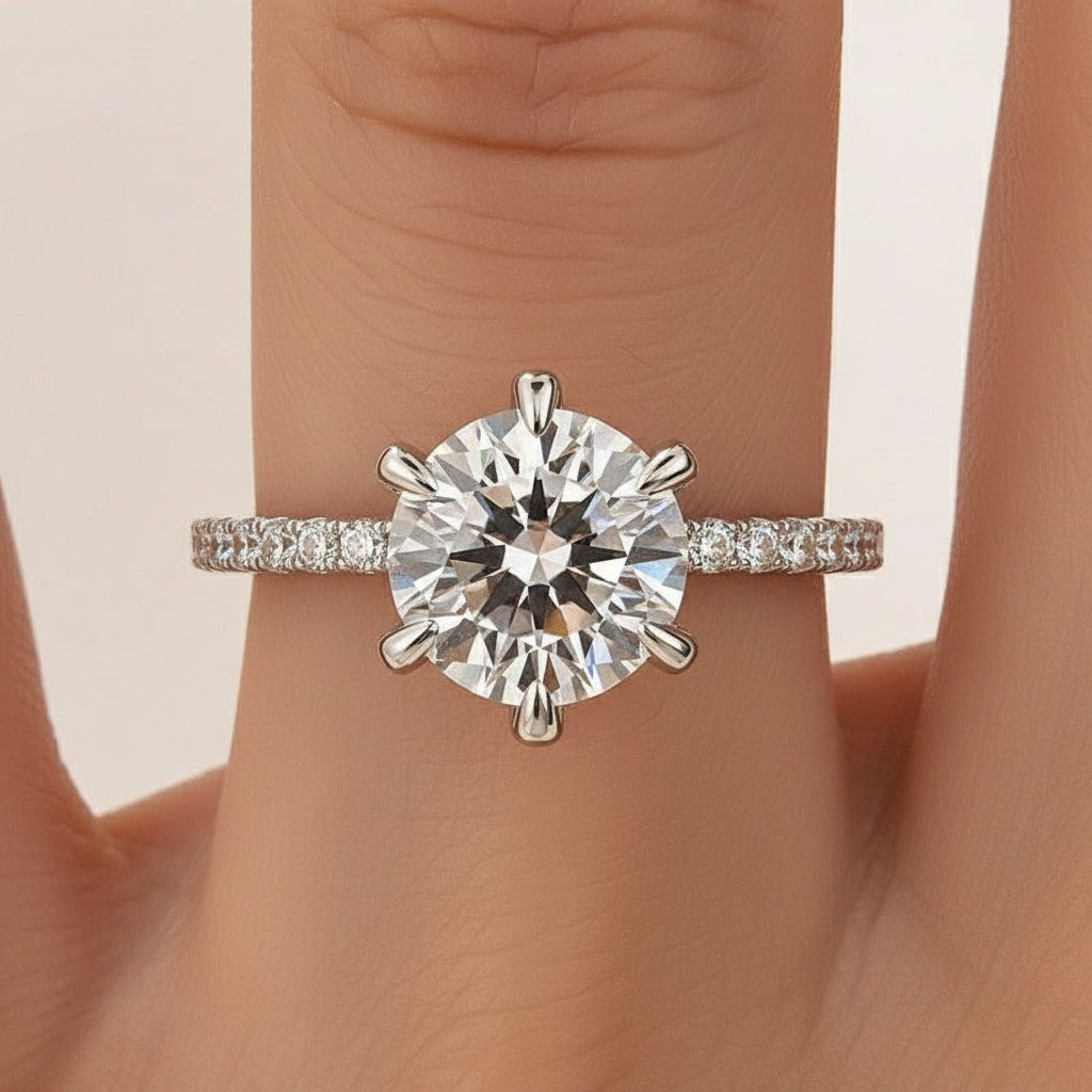 Aurevyn 2.0Ct Round Cut 6 Prong Promise Rings For Women