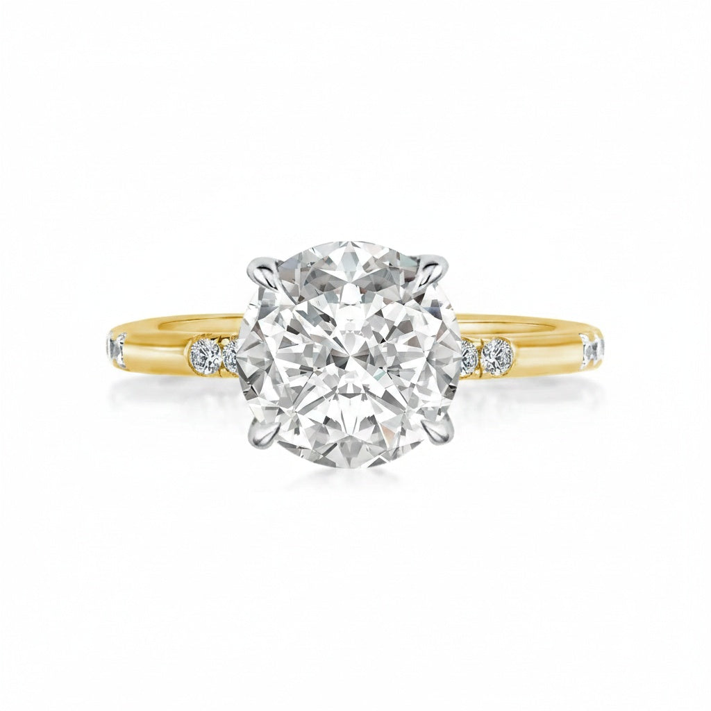 Aurevyn 2.0Ct Round Cut Elegant Two-tone Engagement Ring