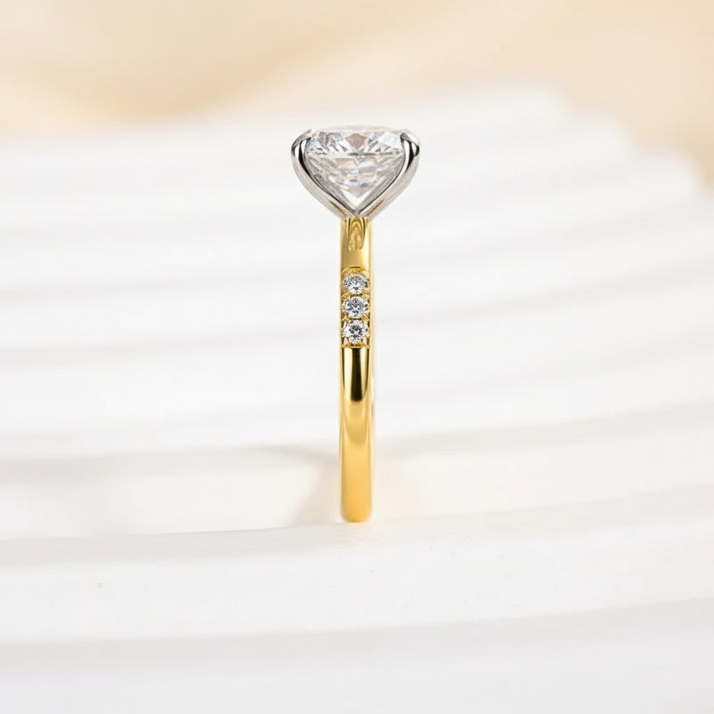 Aurevyn 2.0Ct Round Cut Elegant Two-tone Engagement Ring