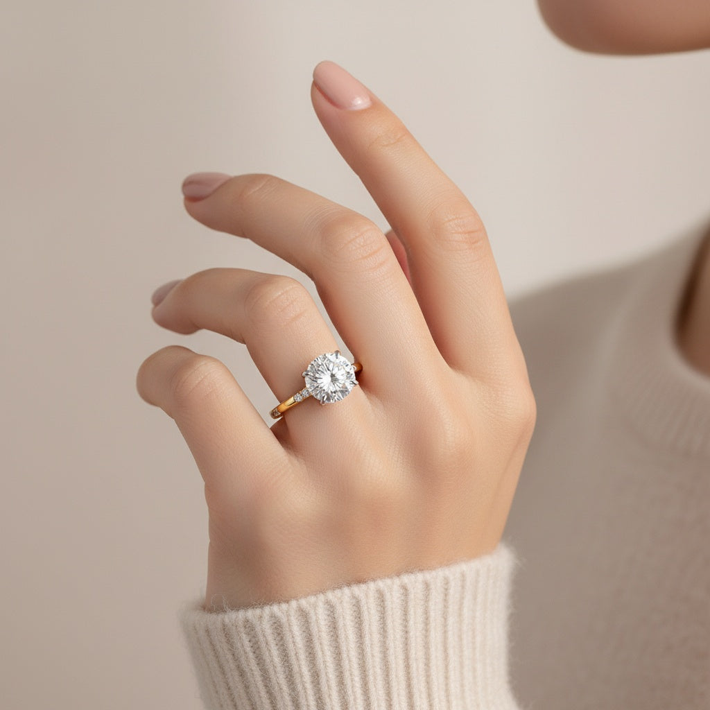 Aurevyn 2.0Ct Round Cut Elegant Two-tone Engagement Ring