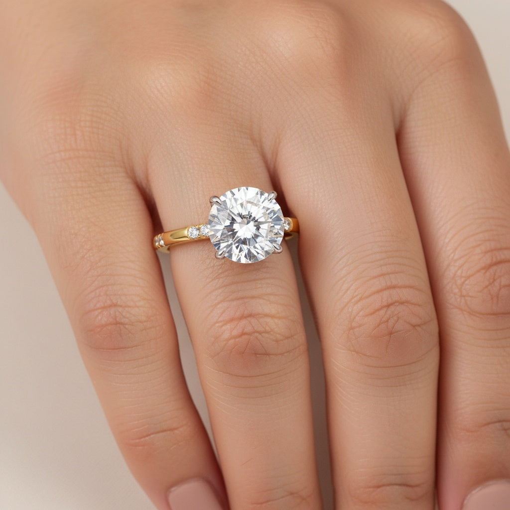 Aurevyn 2.0Ct Round Cut Elegant Two-tone Engagement Ring
