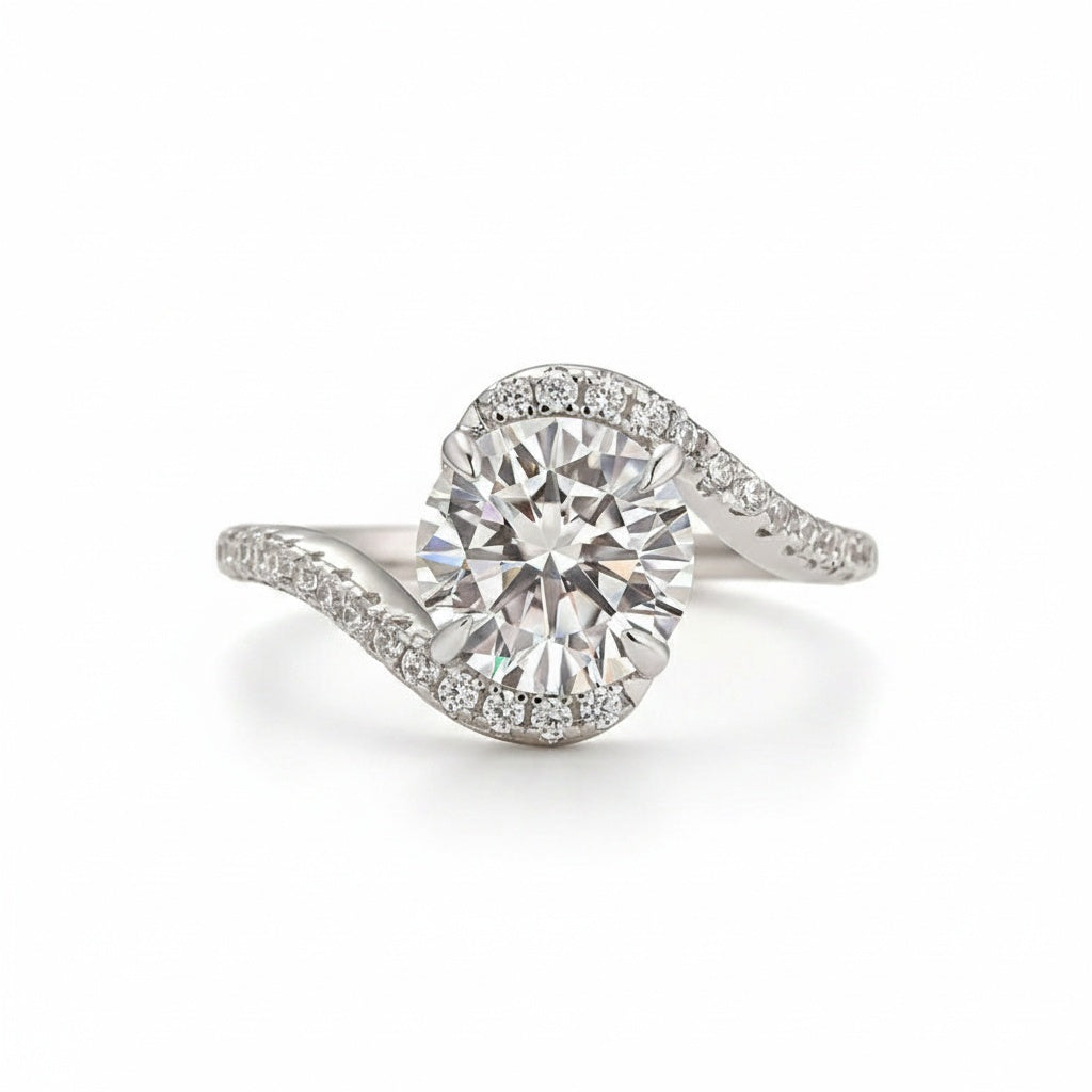 Aurevyn 2.0Ct Round Cut Moissanite Twist Engagement Ring with S925