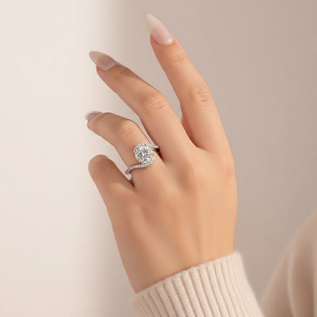 Aurevyn 2.0Ct Round Cut Moissanite Twist Engagement Ring with S925