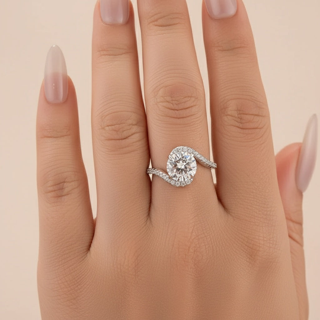 Aurevyn 2.0Ct Round Cut Moissanite Twist Engagement Ring with S925