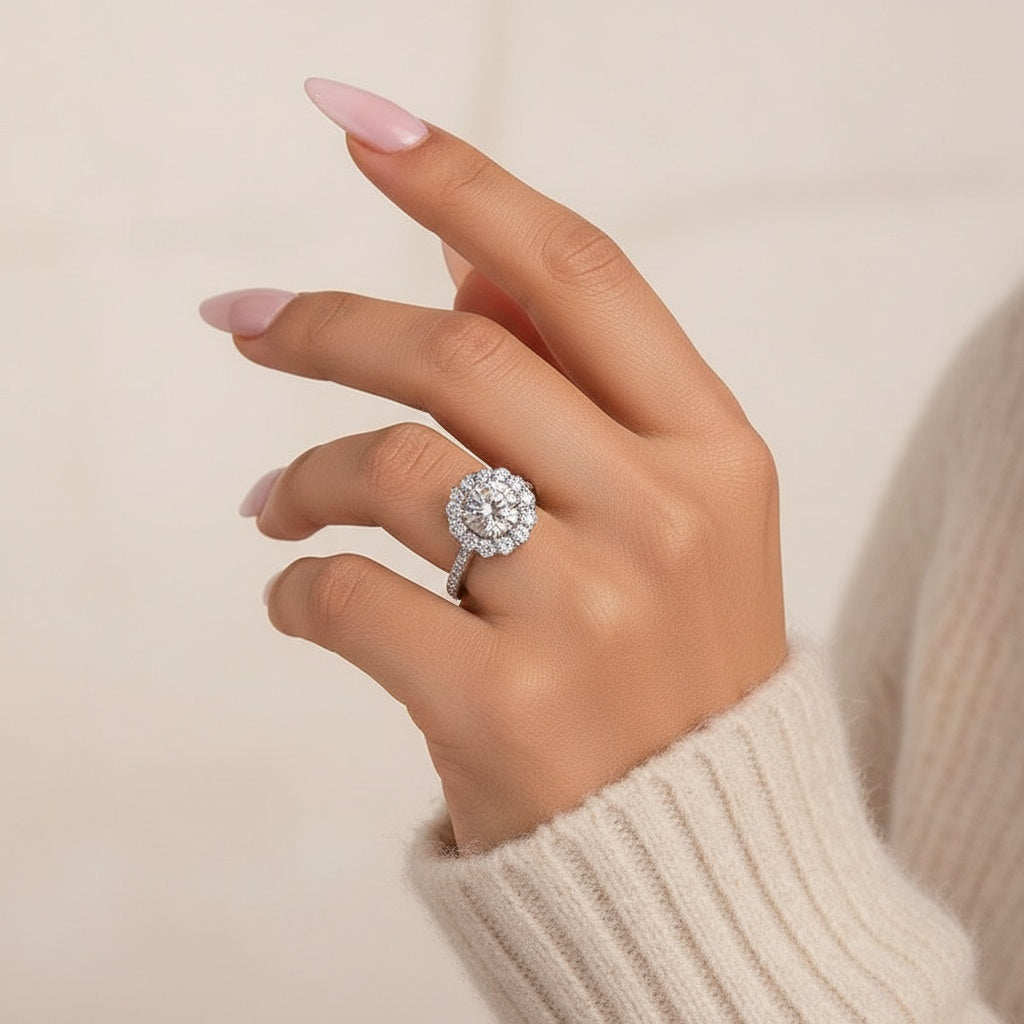 Aurevyn 2.0Ct Round Cut White Gold Travel Promise Ring