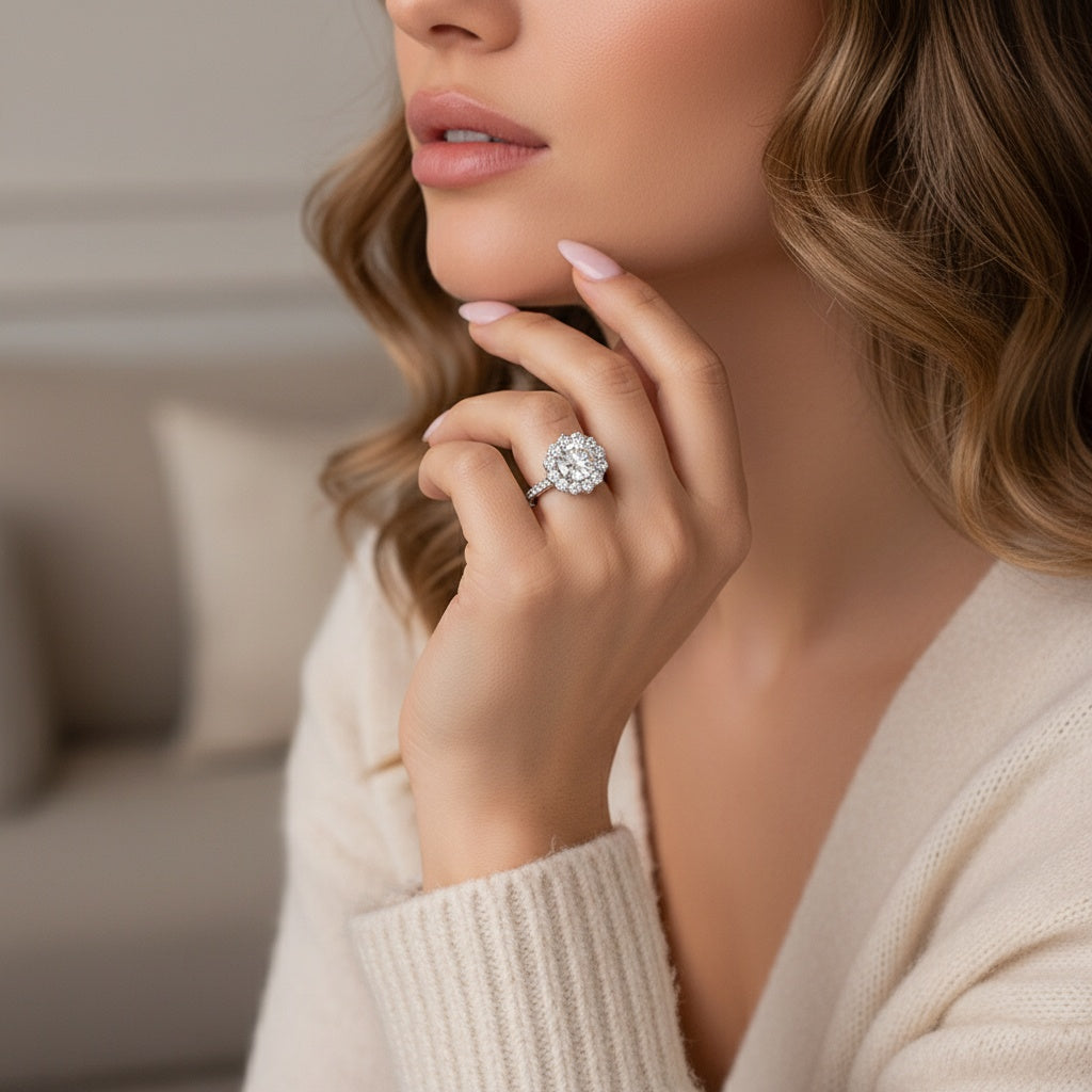 Aurevyn 2.0Ct Round Cut White Gold Travel Promise Ring