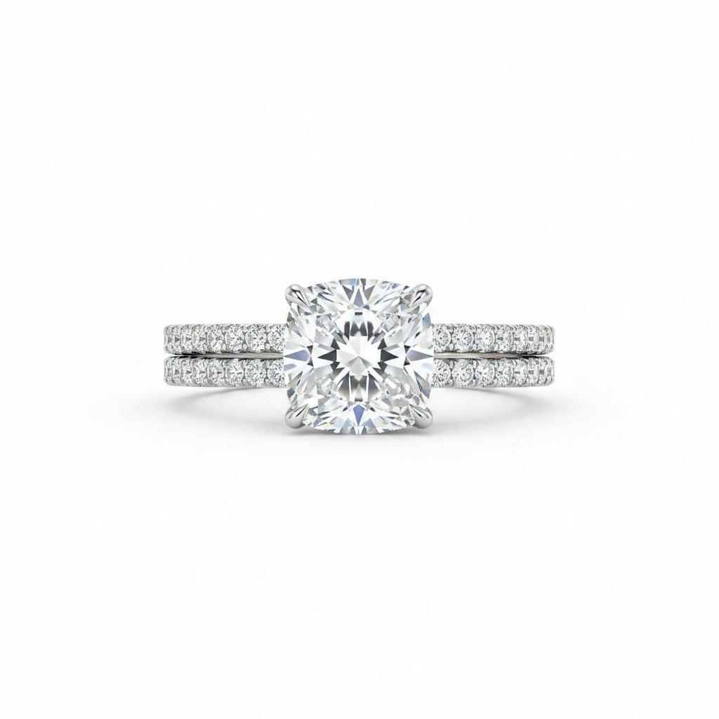 Aurevyn 2.0Ct Square Cushion Cut White Gold Wedding Ring For Women