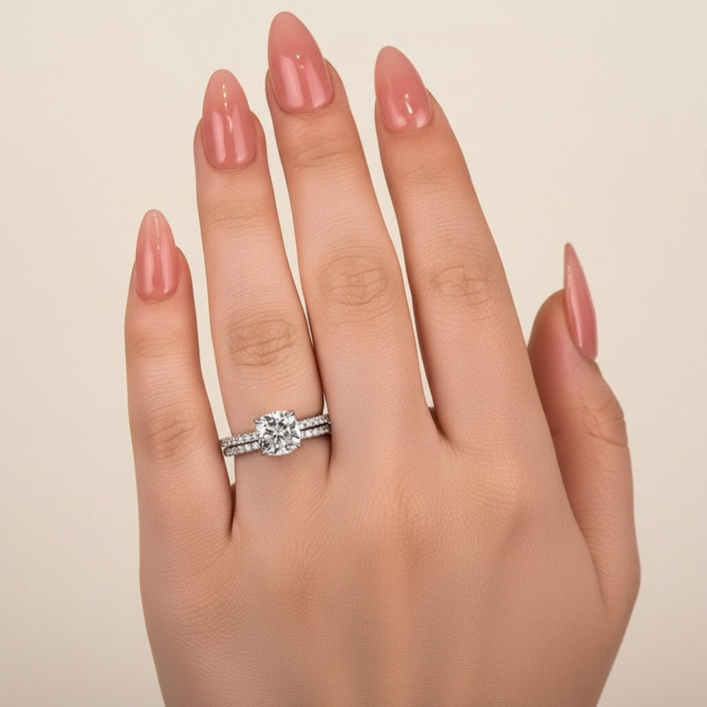 Aurevyn 2.0Ct Square Cushion Cut White Gold Wedding Ring For Women