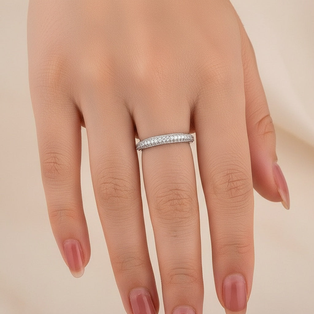 Aurevyn 2.0Ct White Gold Pavé Moissanite Wedding Ring