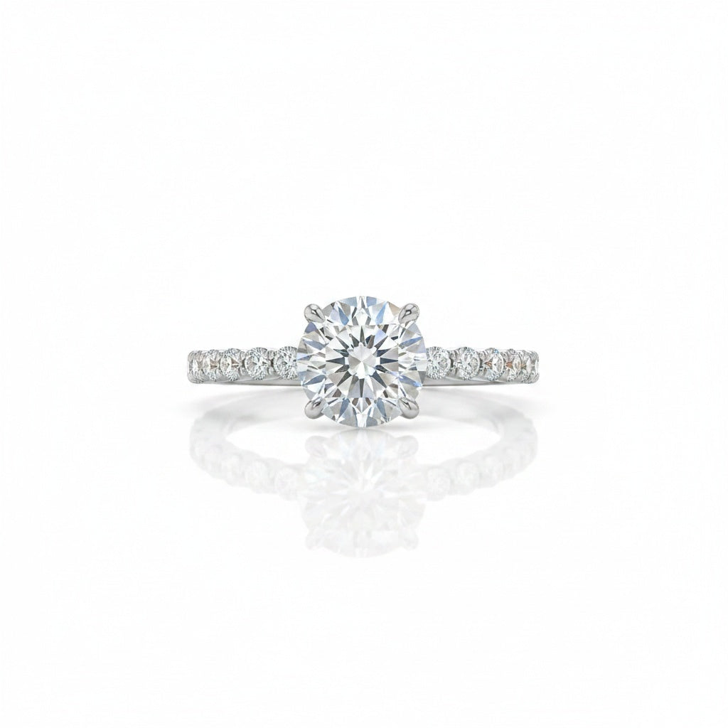 Aurevyn 2.0Ct~4.0 Ct Round Engagement Ring - 4 Prong Setting