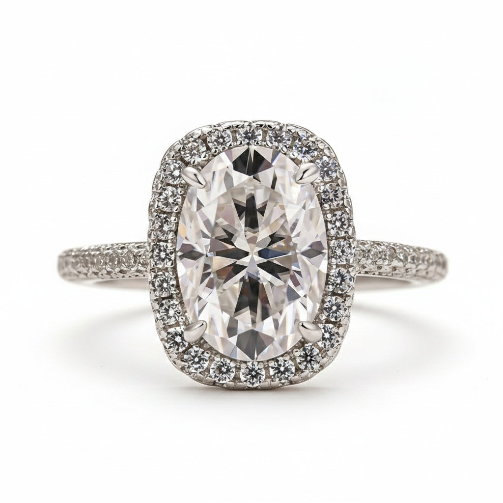 Aurevyn 2.5 Ct Halo Oval Cut Promise Ring For Women