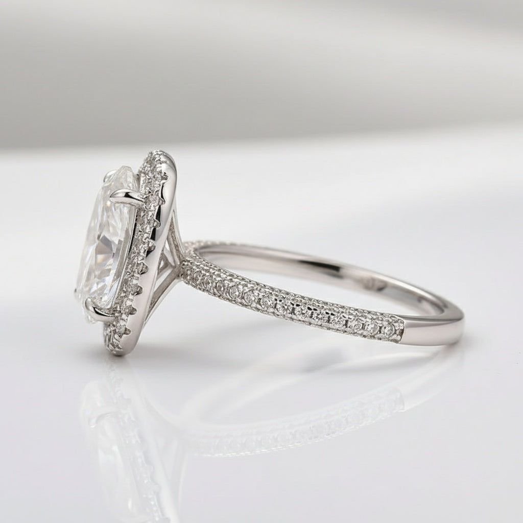 Aurevyn 2.5 Ct Halo Oval Cut Promise Ring For Women