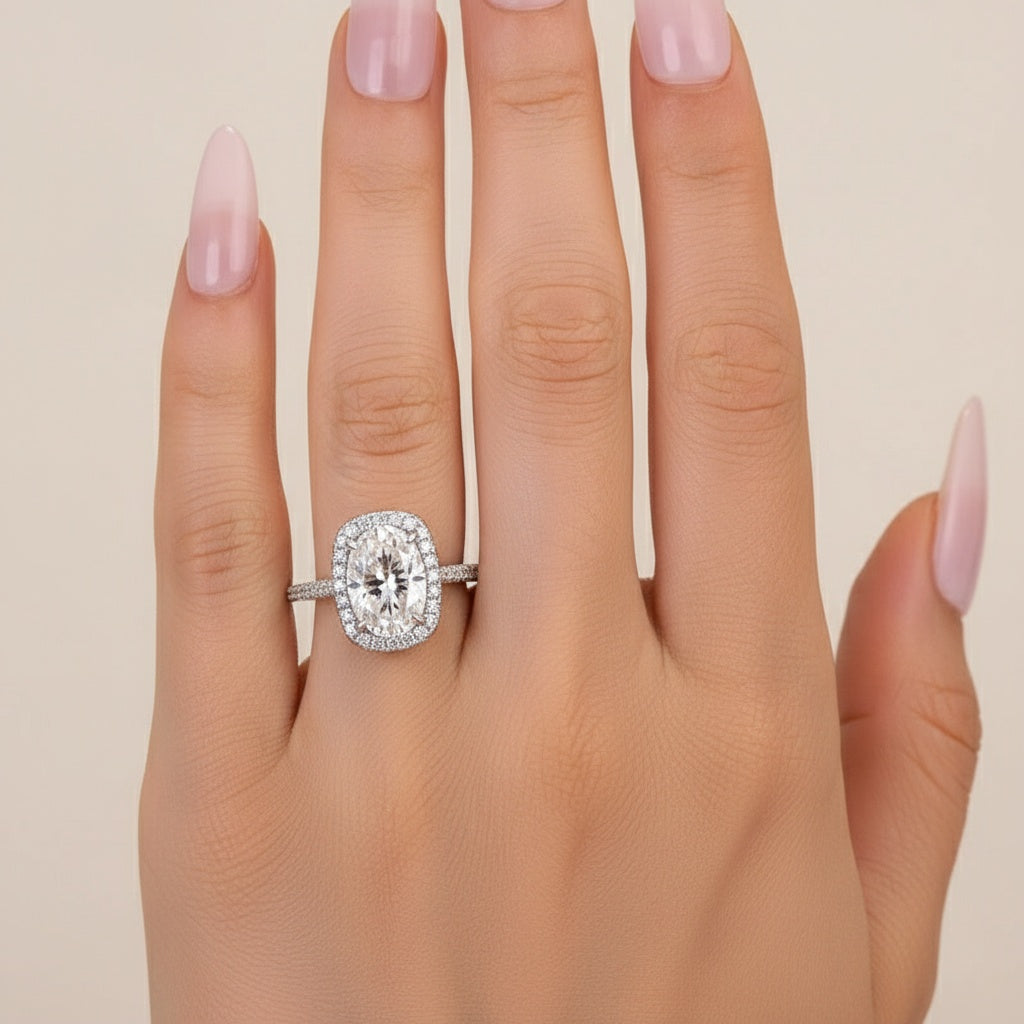Aurevyn 2.5 Ct Halo Oval Cut Promise Ring For Women