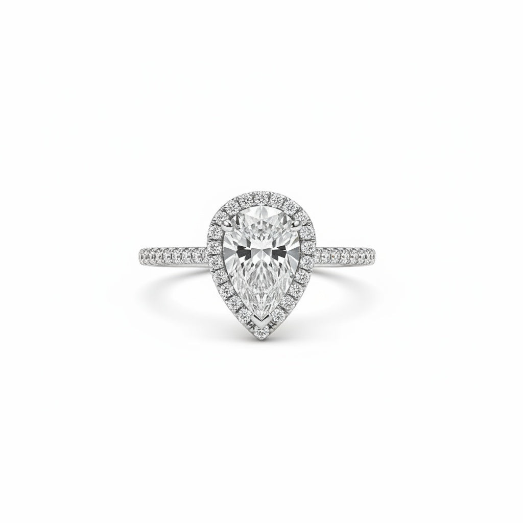 Aurevyn 2.5 Ct Pear Cut Halo Engagement Ring For Women