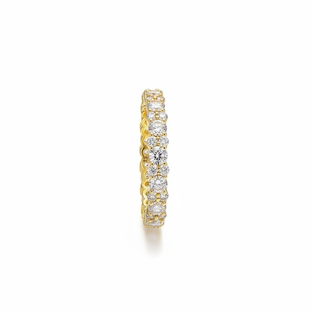 Aurevyn 2.5 Ct Yellow Gold Round Cut Full Wedding Band for Women